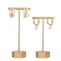 GemeShou Gold Metal 2pcs T Bar Earring Retail Display Stand for show, Tabletop Jewelry Tower Holder for Girl Women【Gold-Hexagon Base 2pcs Height 4.5" and 5.3"】 - color: A3/Gold Hexagon Base 2pcs Height 4.5" and 5.3"