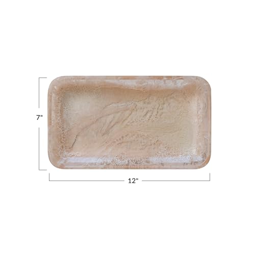Creative Co-Op Matte Marbled Resin Tray, Blush Pink