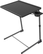 HUANUO TV Tray, Adjustable TV Tray Table - TV Dinner Tray on Bed & Sofa, Comfortable Folding TV Tray with 6 Height & 3 Tilt Angle Adjustments (Black) - color: Black