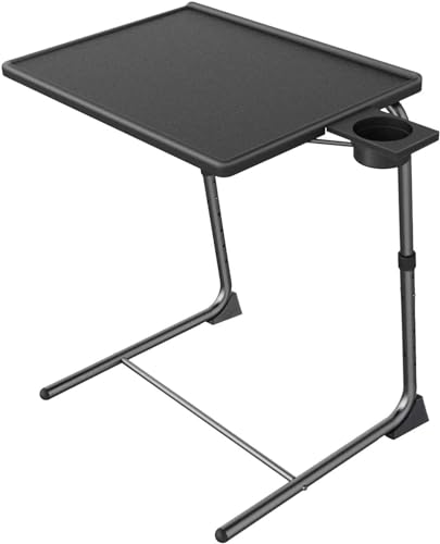 HUANUO TV Tray, Adjustable TV Tray Table - TV Dinner Tray on Bed & Sofa, Comfortable Folding TV Tray with 6 Height & 3 Tilt Angle Adjustments (Black) - color: Black
