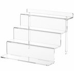 NIUBEE Acrylic Riser Display Shelf, Clear Display Stand for Amiibo Funko POP Figures,4 Tier Cupcakes Stand Perfume Organizer and Storage (12 Inch Large) - size: 12 inch