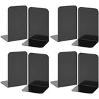 VFINE Bookends 4 Pairs, Black Metal Book Ends, Bookends for Shelves, Book Stopper for Heavy Books, Book Dividers for Home Office School Supplies - color: Black Bookends 8 Pieces