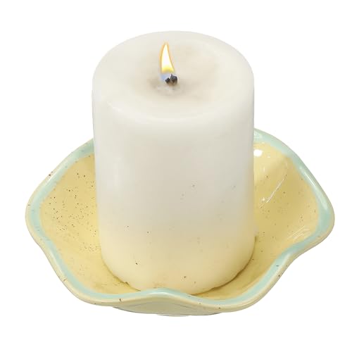 uxcell Candle Holder Plates, 4 Inch Ceramic Candle Tray Tealight Incense Holder Dish Candlestick for Tea Light Aromatherapy Wedding Rustic Vintage Home Decor, Lotus Leaf Gold - color: Gold