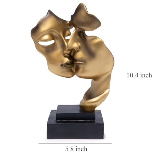 Hodao Romantic Golden Couple Sculpture Ornament - Modern Minimalist Art Statue, Home Decor for Living Room & Bedroom, Wedding Anniversary/Valentine's Day/Housewarming Gift (Black) - color: Romantic Kiss B