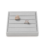 Microfiber Ring Display Stand Small Ring Tray Showcase Jewelry Display Home Organizer(Gray) - size: 5.49" x 5.51" x 0.78"