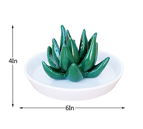 PUDDING CABIN Succulent Ring Holder Dish Cactus Gift for Women Birthday Gift for Mom Friend Bridesmaid Wedding Christmas Valentines Housewarming Gift, Decorative Cacti Decor for Home Gifts - style: Succulent