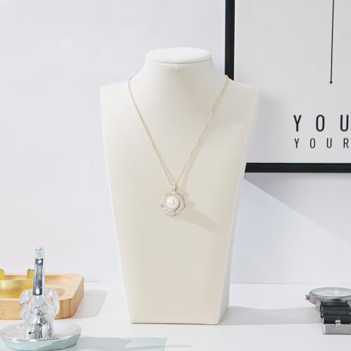 Necklace Bust Display Stand, Beige VelvetNecklace Display Holder, Jewelry Necklace Organizer Rack for Home Use or Shop Show (9" Height) - color: Beige Velvet, size: 9" Height (1pc)