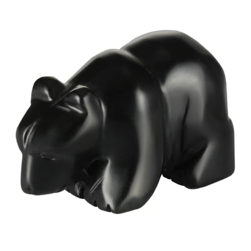 2" Obsidian Crooked Mouth Bear Statue for Strength,Bear Figurine for Courage,Bear Decor for Homes&Offices