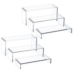 HIIMIEI Acrylic Display Risers, 6 Pcs 9" Large, Thickened 5mm Clear Rectangular Risers for Cupcake Stand, Tiered Display Stand for Collectibles - size: 9'' - 6PCS
