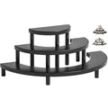 3 Tier Risers Display Stand,Wooden Cupcake Holder Stand,Rustic Cologne and Perfume Organizer for Women,Dessert Table Display Set for Party (Black) - color: Black
