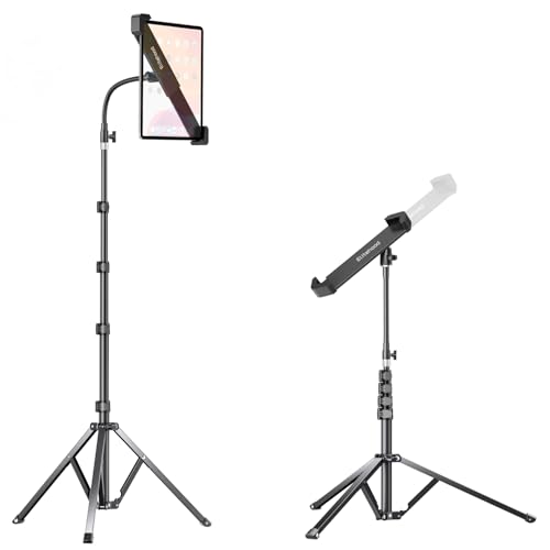 elitehood Aluminum Diagonal Design 72" iPad Tripod Floor Stand, Heavy Duty Adjustable Tablet Stand Holder, Flexible Gooseneck iPad Stand for Pro 13 12.9 11, Air, Samsung Tab and More 9-14.2" Devices - size: 9–14.2" · Diagonal Clamp