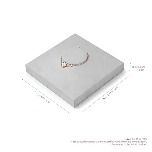Microfiber Jewelry Display Tray Necklace Display Stand Necklace Holder(Gray) - size: 5.52" x 5.49" x 0.78"