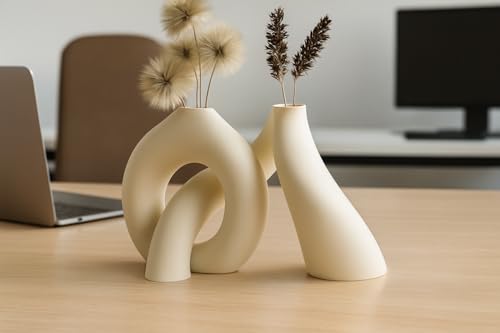 Modern Abstract Knot Vase – Minimalist Sculptural Decor Abstract Knot vase Living Room, Entryway, Office Nordic Aesthetic Centerpiece for Dried Flowers, Pampas Grass & Home Styling (White) - color: White