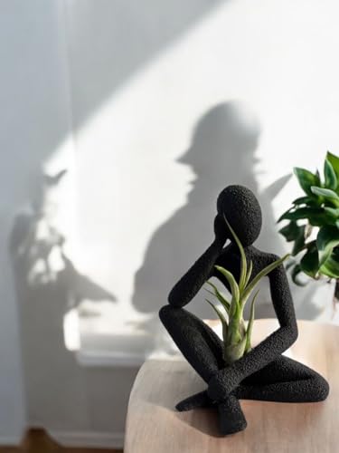 Ponder Minimalist Sculpture, Modern Abstract Home Decor, 3D Printed Art (Noir) - color: Noir