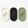 Silicone Vanity Tray - Oval Bathroom & Sink Tray (8.66x3.94 Inch) Dishwasher Safe Jewelry Organizer for for Bathroom, Desk, Vanity, and Cosmetics (Black&White&Green) - color: Black&white&green