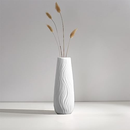 Ceramic Vase, 8" H, Artistic Flower Vase Classic Style for Fireplace Bedroom Kitchen Living Room Centerpieces Office Desk, Fit for Holding Dried Flowers, Artificial Flowers, Floral Arrangement - color: White
