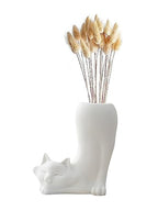 White Cat Flower Vase Dry Plants Pampas Vase Flower Pot Aesthetic Room Bathroom Decor Home Office Bookshelf Table Shelf Décor Unique Gifts Ideal Gifts for Women, Mom or Birthdays