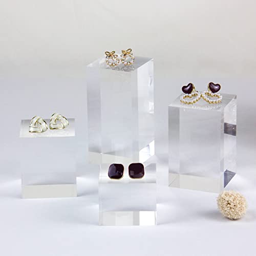 Clear Polished Acrylic Cube Cylinder Round Photo Props, Transparent Solid Acrylic Display Blocks for Photography Boutique Jewelry Cosmetic Crafts Closet Show, 4 Pcs (Transparent Cube) - color: Transparent Cube