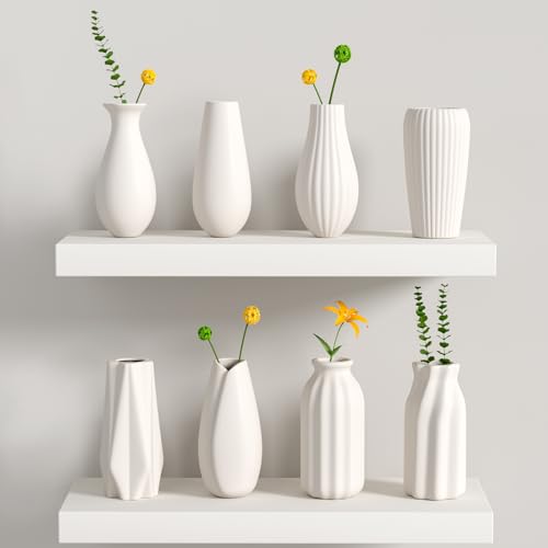 OERGKE White Ceramic Vase with Painting Kit Small vases for Flowers, Home Farmhouse Decor Modern Boho Vases for Living Room, Office, Dining Table, Bedroom, Kitchen Shelf(8packs)