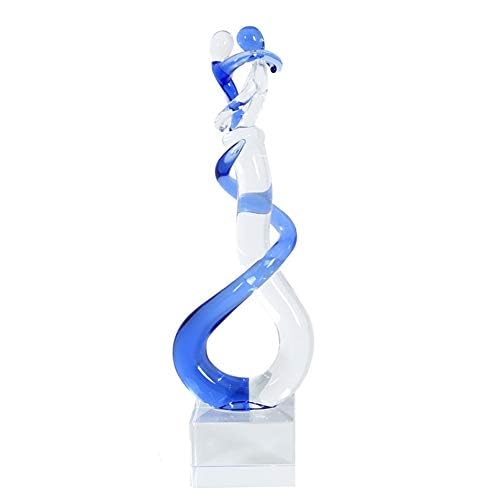 EUSTUMA Hand Blown Glass Couple Figurine,Handcrafted Couples Sculpture, Wedding Anniversary and Valentine's Day Gift,Art Sculpture Collection for Birthday Gift,Affectionate Hug.
