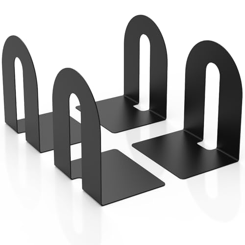 Heavy Duty 10" Bookends, 2 Pair Black Heavy Duty Bookends, Bookend Stopper for Heavy Books, for Office, Bookshelves, Binders & Books - size: 4Pcs