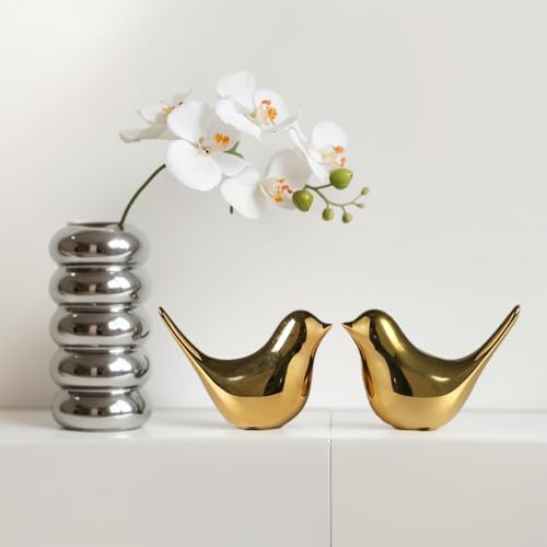 Small Animal Statues 2 Pack, Home Decor Modern Style, Decorative Ornaments for Living Room, Bedroom, Office Desktop, Cabinets, Gold - color: Gold