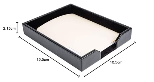Dacasso Bonded Leather Desktop Tray Luxury Letter Holder & Paper Organizer for Desk, 13.5in x 10.5in x 2.13in, Black