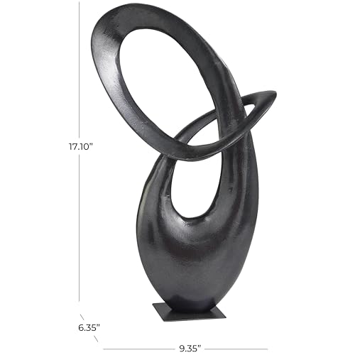 Deco 79 Aluminum Metal Abstract Decorative Sculpture Home Decor Statue, Accent Figurine 9" x 6" x 17", Dark Gray - color: Dark Gray, size: 9" x 6" x 17"