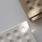 Abstract Square Face Pen Holder, Modern and Minimalistic Desk Accessories (Matte Crème) - color: Matte Crème