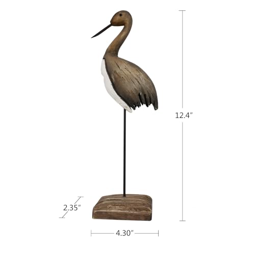 Wood Bird Statue Nautical Decor Decorative Sea Birds Sculpture Wooden Tabletop Figurine Coastal Ocean Beach Themed Decoration for Home Yard Bathroom Living Room (12.4" H) - color: 12.4" H