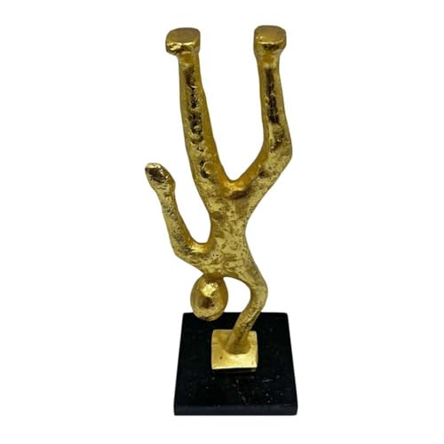 Pemberly Row Handmade Metal Abstract Sculpture, 12 in, Gold Aluminum, Contemporary Decorative Figurine, Upside Down Person Design for Living Room, Office, or Entryway Shelves - color: Gold
