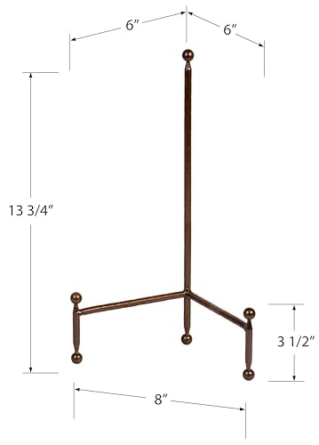 Red Co. Decorative Tripod Plate Stand and Art Holder Easel in Bronze Finish - 14" h - color: Bronze, size: Height - 14"