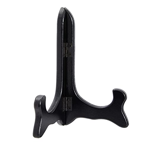 Juvale Wooden Plate Stands for Display - Plate Holders for Showcasing Collectible Items - Photo & Artwork Picture Holders for Tables - Lightweight & Sturdy Wood Display Stand - 6-Pack, 6 in, Black