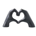 Heart Hands Sculpture Gift, Black Love Gesture Statue, Home Table Decor, Finger Love Sign, Heart Shape Figurine, Cute Friendship Bracelet Holder (Black) - color: Black