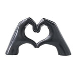 Heart Hands Sculpture Gift, Black Love Gesture Statue, Home Table Decor, Finger Love Sign, Heart Shape Figurine, Cute Friendship Bracelet Holder (Black) - color: Black