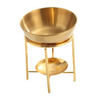 Qianly Essential Oil Burner Tealight Candle Holder Essential Oil Warmer Waxes Melt Burner for Home - color: Gold