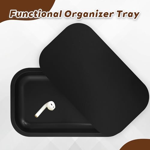 Large Metal Tray with Soft Magnetic Lid, Pretty Decorative Tray with Magnetic Self-Sealing Cover, Perfect for Home and Travel, 10.6’’×6.3’’(Black) - color: Black, size: Large