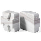 Decorative Square Marble Bookends for Heavy Books – Unique Book Ends for Shelves – Modern Aesthetic Book Holder/Stopper with Non-Slip Pads for Chic Home, Office, or Library Decor, Volakas - style: Square-Volakas