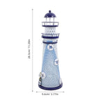 Amosfun Nautical Lighthouse Candle Holder Metal Tea Light Stand Mediterranean Desk Decor with Large Round Holes for Home Office Table Display