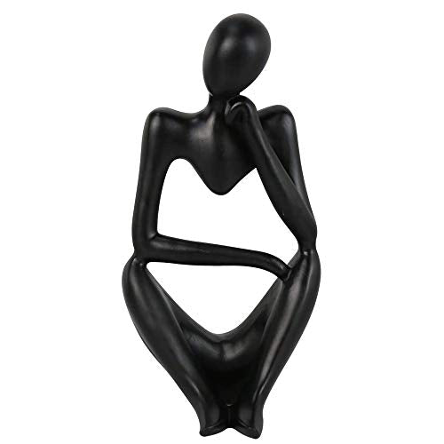 Asng Resin Thinker Style Abstract Sculpture Statue Collectible Figurines Home Office Bookshelf Desktop Decor (Black,Right, Large) - color: Black,right, size: Large