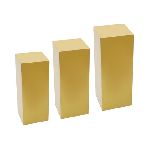 3/6 PCS Square Tall Pedestal Stand Metal Square Pedestal Stand Tall Pedestals Cake Stands for Party Wedding Birthday (Gold, 3Pcs) - color: Gold, size: 3Pcs
