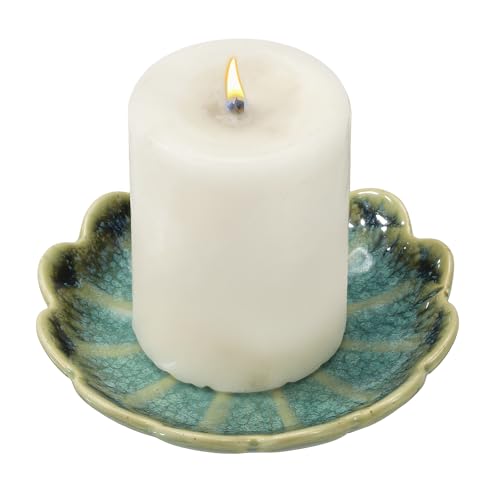 uxcell Candle Holder Plates, 4 Inch Ceramic Candle Tray Tealight Incense Holder Dish Candlestick for Tea Light Aromatherapy Wedding Rustic Vintage Home Decor, Sunflower Green - color: Green