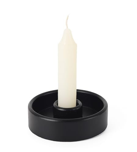 Candlestick Holder - Taper Candle Holders, Candle Tray for Tall Candle Sticks, Vintage Chime Boho Marble Candles Small Dish, Concrete Farmhouse Holders for Tapered Candles Sticks Decor (Black)