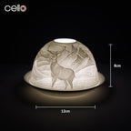 Cello Porcelain Tealight Holder Dome - Highland Stag Design with 3D Projection Image & Message Scented Unscented LED Candle Wax Warmer Animal Nature Deer Gifts Ornament Home Birthday Easter Present