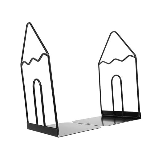 Black White Minimalist Metal Desktop Bookend, Iron Book Holder for Students and Office, Decorative Book Organizer for Home and Study Desk