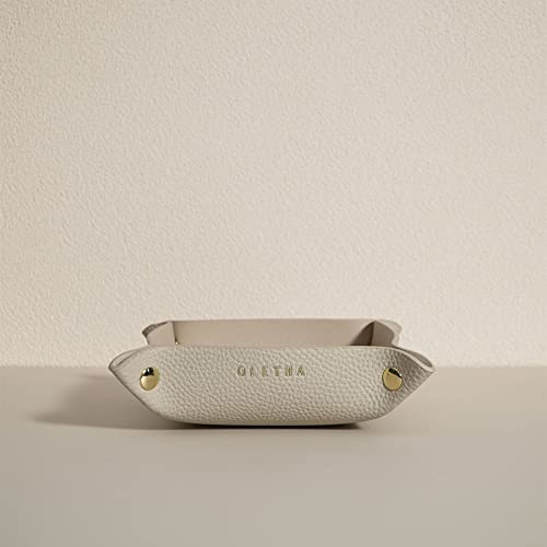 OLETHA Small Foldable Valet Tray, Travel Essentials for Women, Portable Catchall Organizer for Jewelry & Keys, for Hotel Nightstands, Home Office & Desk, Aesthetic Faux Leather, Light Taupe - color: Light Taupe