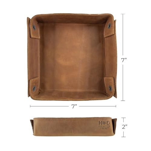 Hide & Drink, Leather Catchall Change Keys Coins Jewels Box Tray Big Storage, Handmade, Single Malt Mahogany - color: Single Malt Mahogany