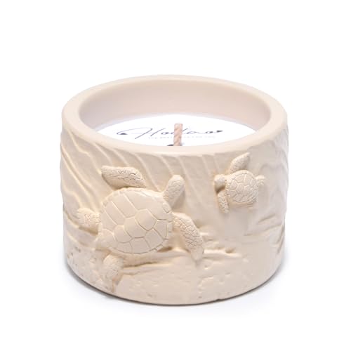 Hodao Oceanic Serenity Handcrafted Aromatherapy Box with Candle & Decor – Beach Rock Sculpture with Sea Turtle, Seashells, for Home, Bathroom, Yoga Room Decor (Brown-Turtle) - color: Brown-turtle