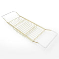 Cabilock Luxury Stainless Steel Bathtub Caddy Tray - 24.8in Expandable Modern Bath Rack for Tub with Wine Glass & Book Holder - Rustproof Shower Organizer & Tablet Stand for Home Spa, Gold - color: Golden