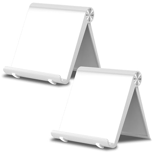 Cell Phone Foldable Stand for Desk, Portable Cell Phone Holder, Adjustable Tablet Dock, Office Desk Accessories for iPhone 17 16 15 14 13 Pro Max Air, Galaxy S25, S24, White&White - color: White&White